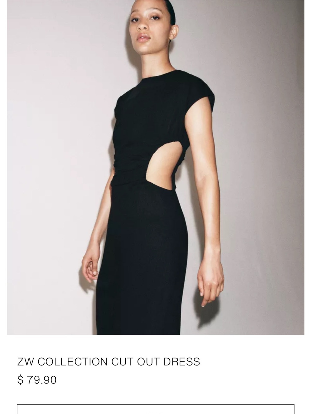 Zara Black Backless Cut-Out Midi Dress